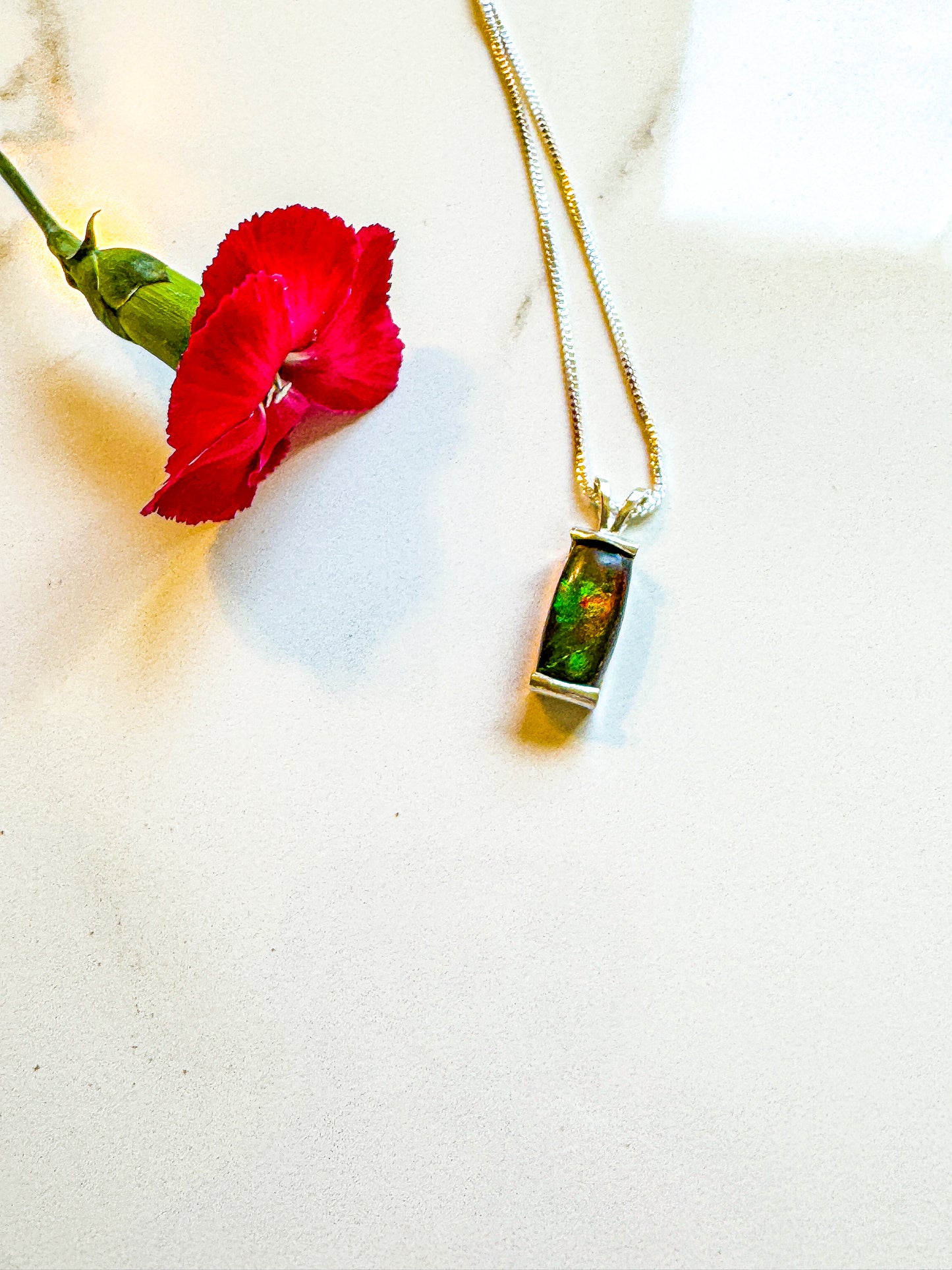 Flash Ammolite Pendant in Sterling