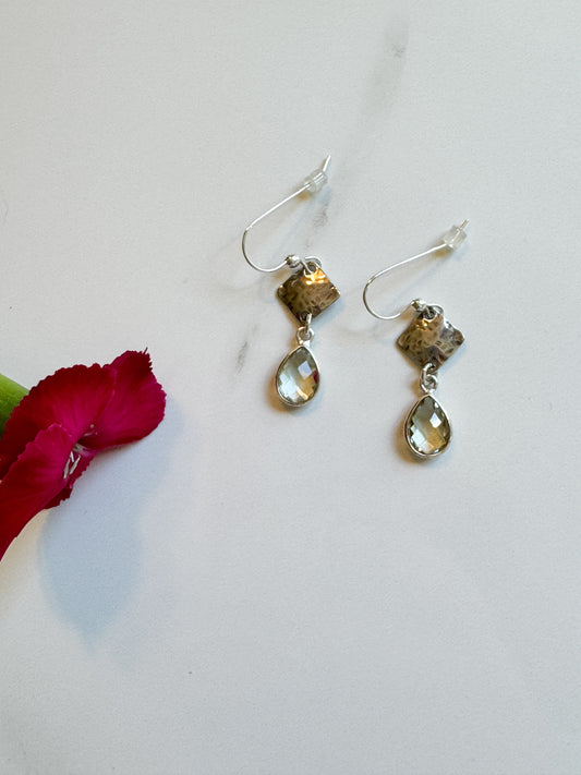 Hammered Sterling with Green Amethyst drops
