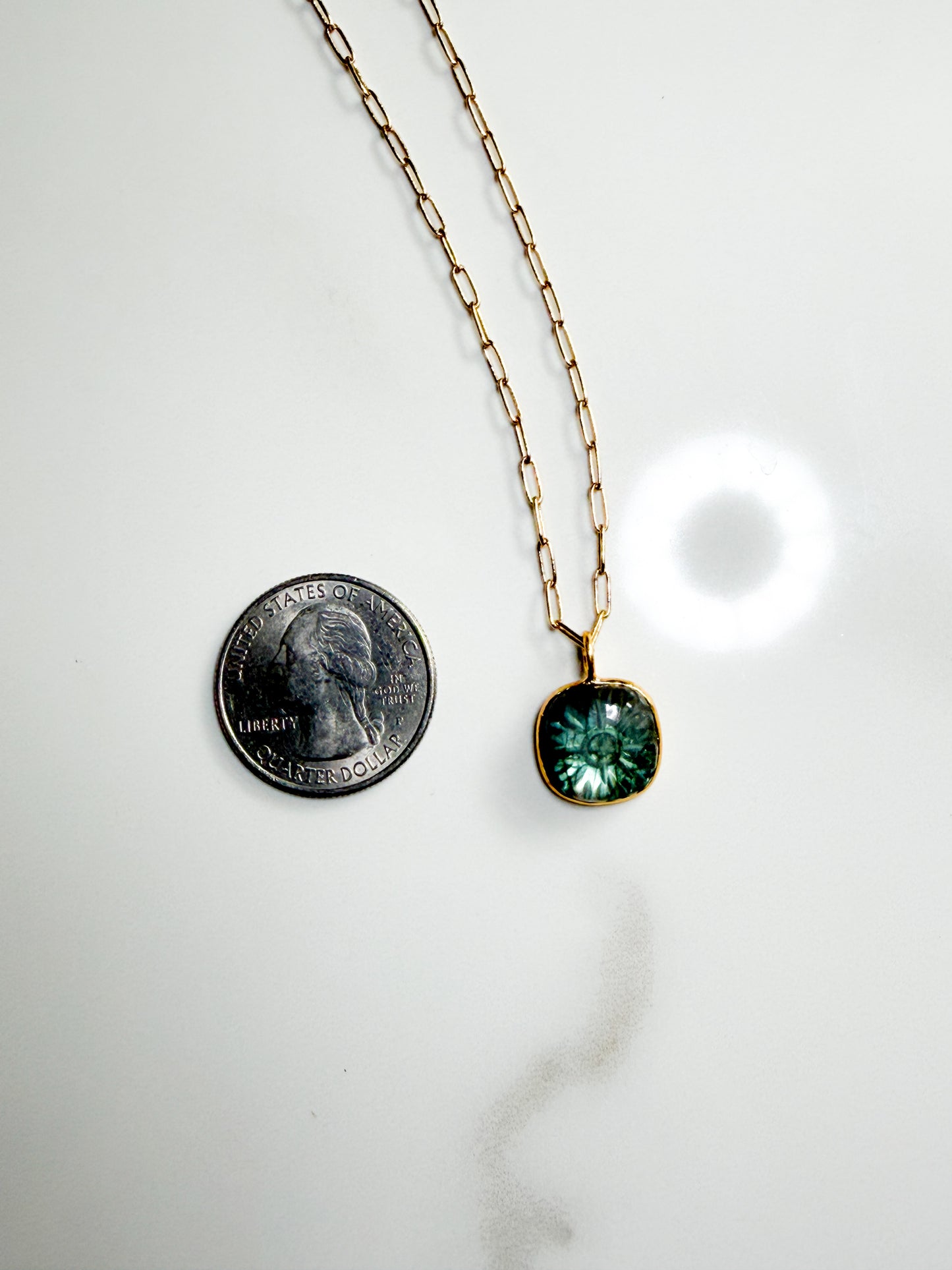 Carved labradorite in gold fill necklace