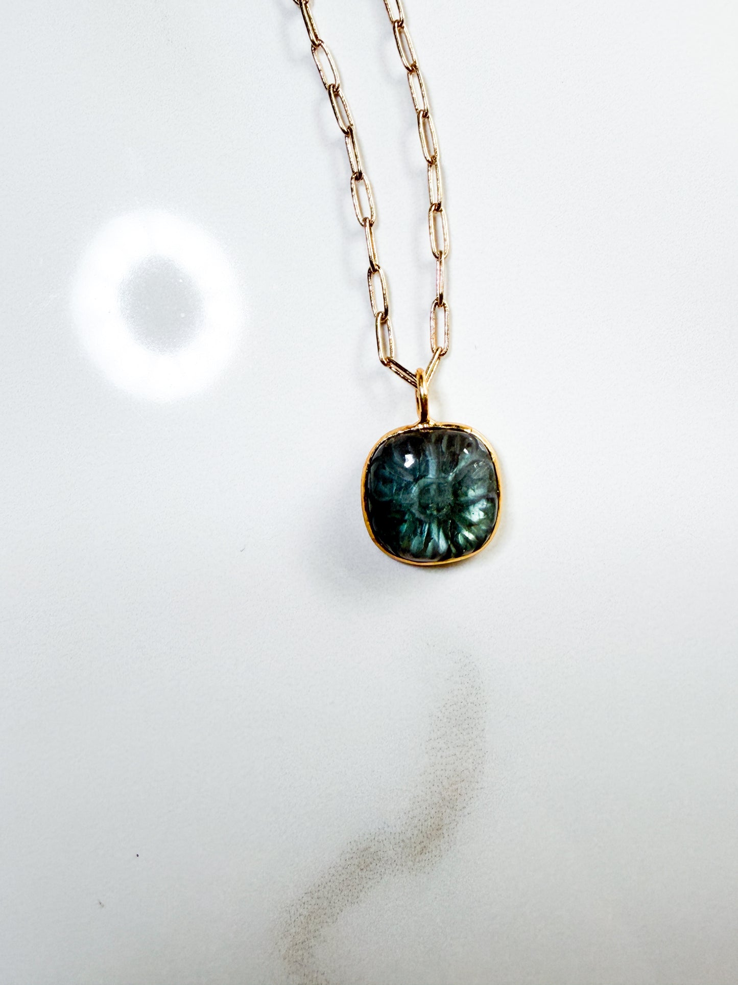 Carved labradorite in gold fill necklace
