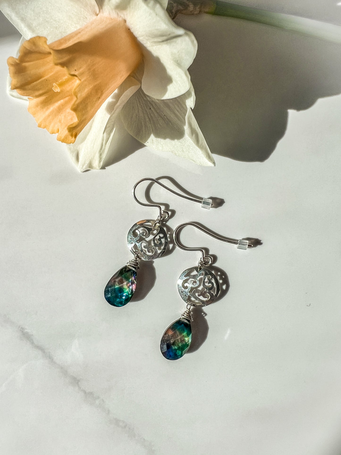 Abalone Doublet Hand-cut Sterling earring