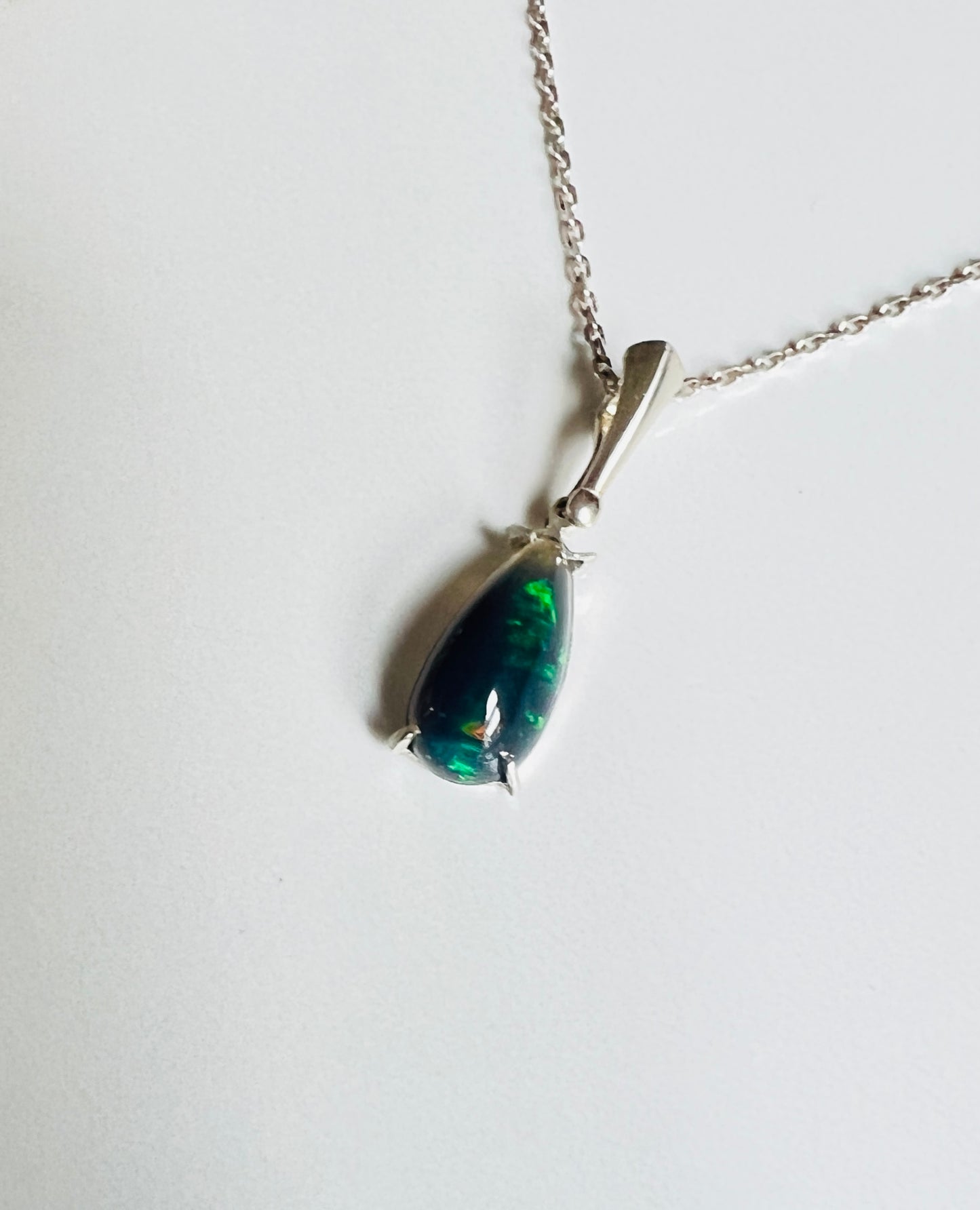 Fabulous blue/green black Opal Sterling pendant