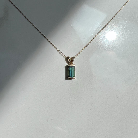 Delicate blue green Tourmaline (stone from Ukraine) In 14k
