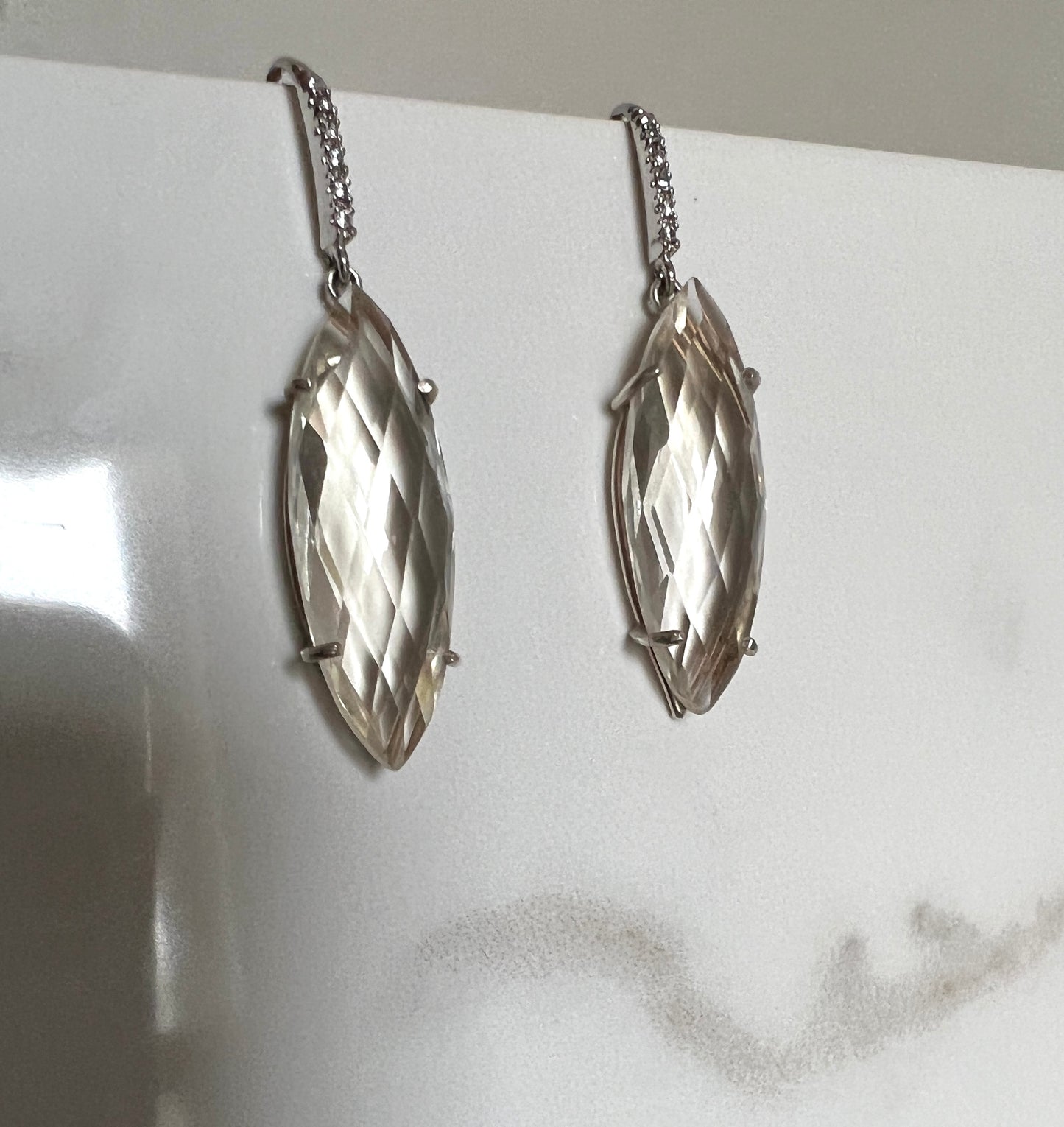 Fancy-cut Quartz Sterling statement earrings