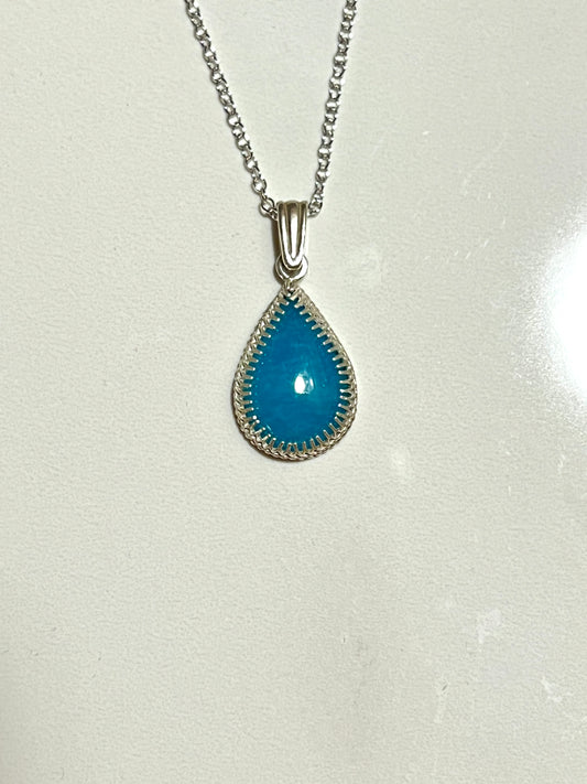 Teal pair shaped Amazonite pendant