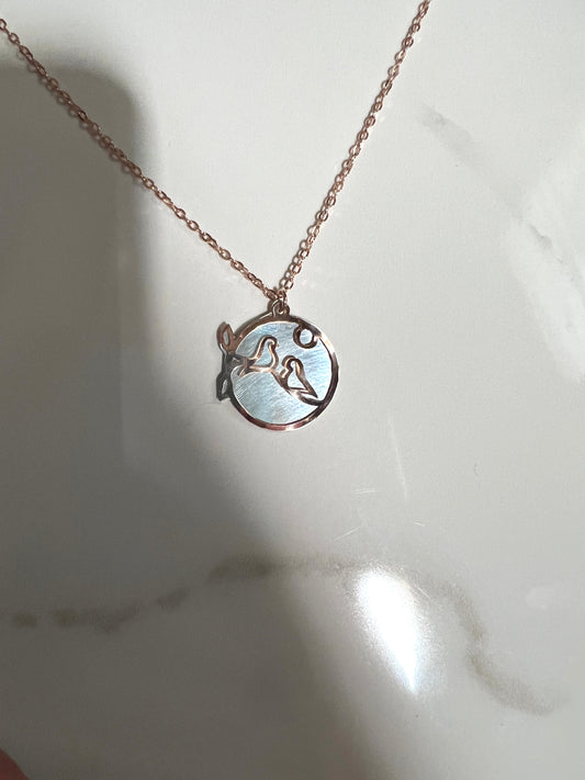 Rose gold hand cut and Sterling pendant