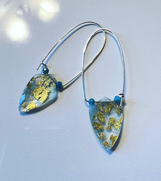 Fun sky blue Topaz with 24kt gold Sterling earrings