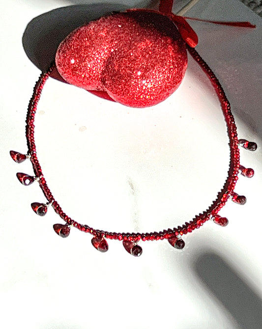 Garnet & Crystal choker