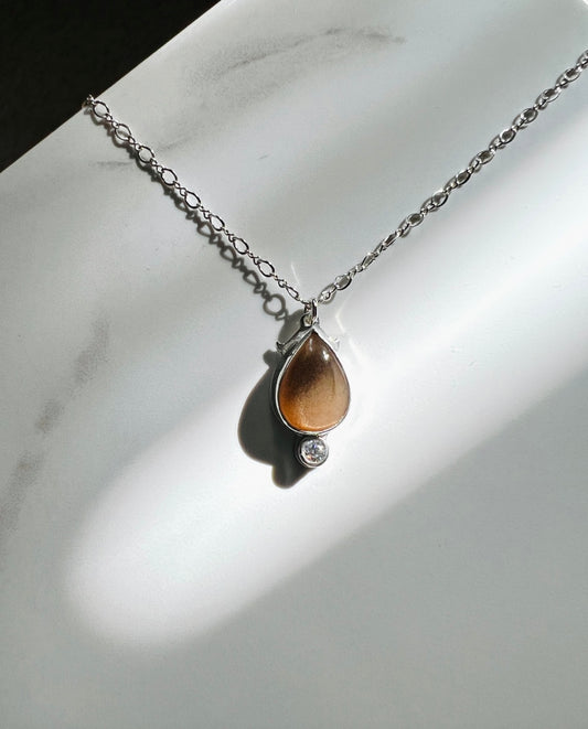 Golden Tigers Eye and Moissanite pendant