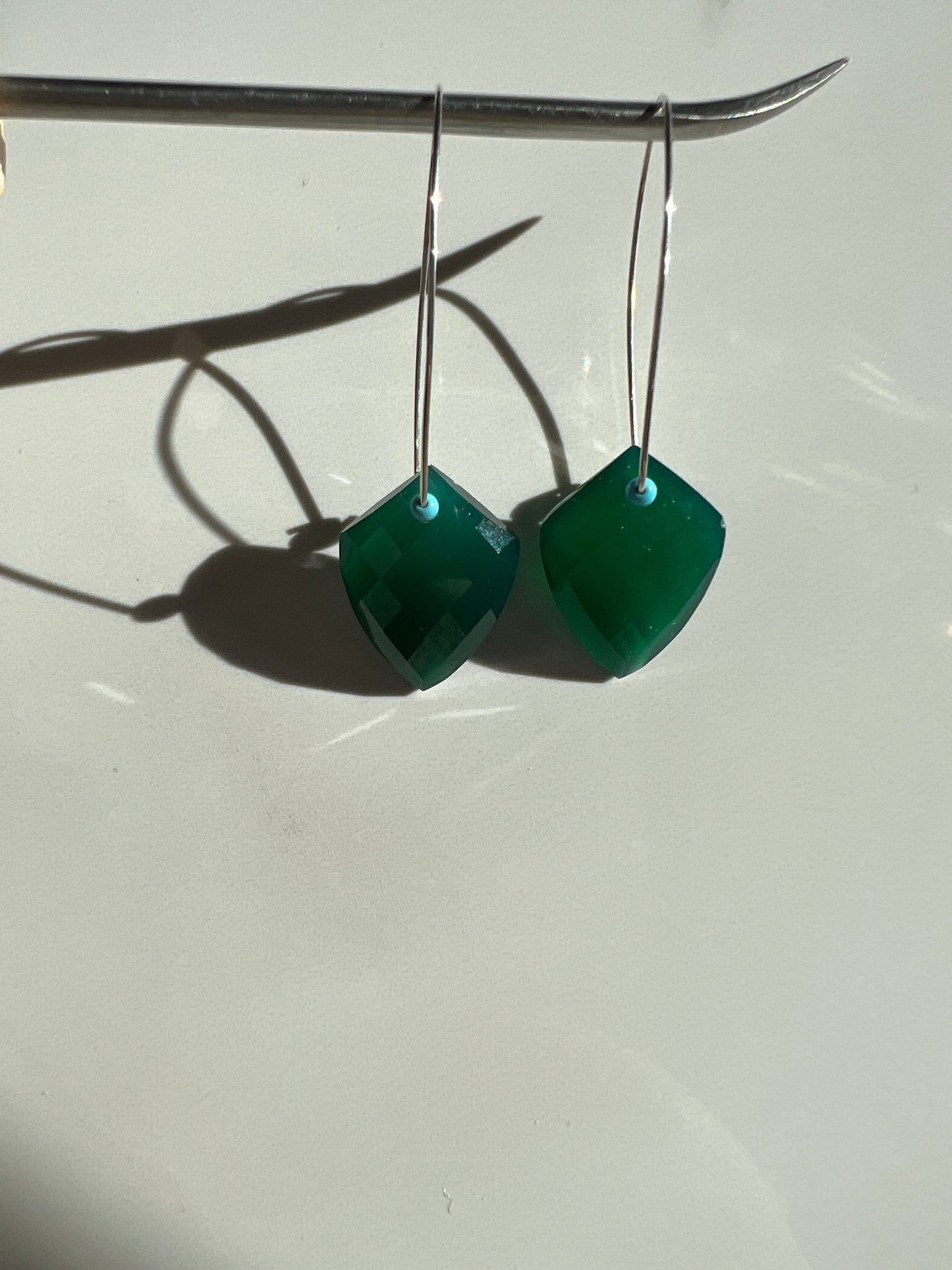 Green Onyx and Sleeping Beauty Turquoise Sterling earrings