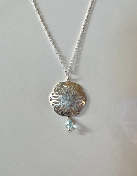 Unique hand-cut Sterling snowflake necklace