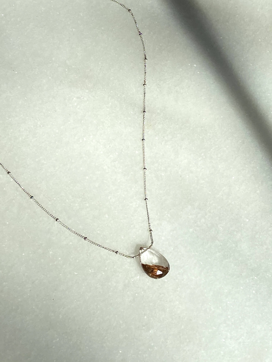 Sterling Silver Rutilated Quartz on Balled chain
