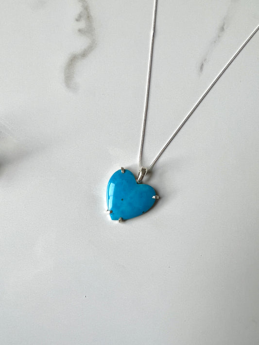 Fabulous Turquoise Sterling heart necklace