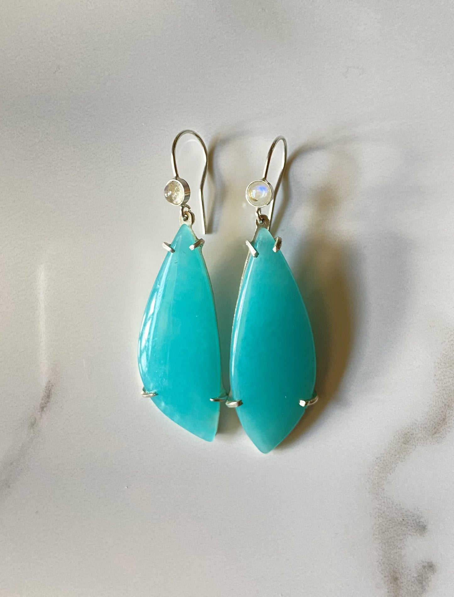 Paraiba blue Sterling Amazonite and Moonstone earrings