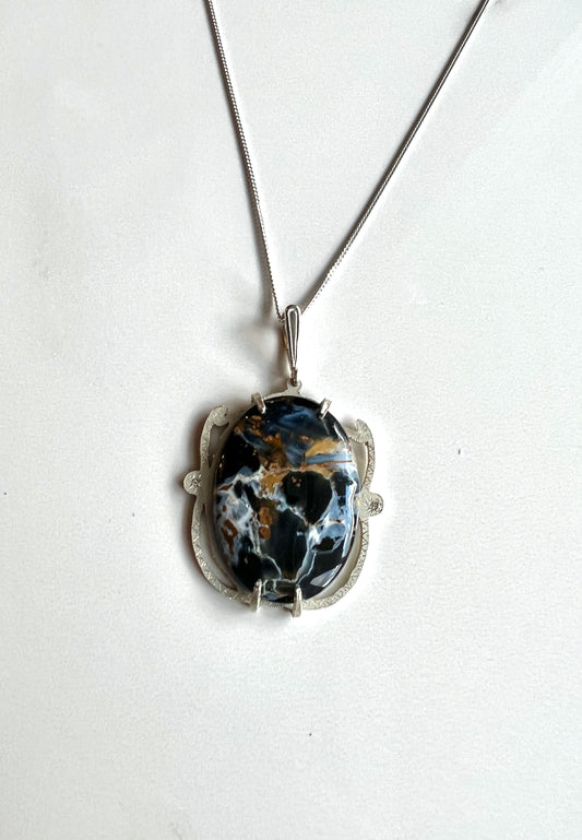 Gorgeous Pietersite Sterling necklace
