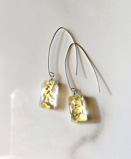 Quarts with 24kt inlay doublet Sterling earrings